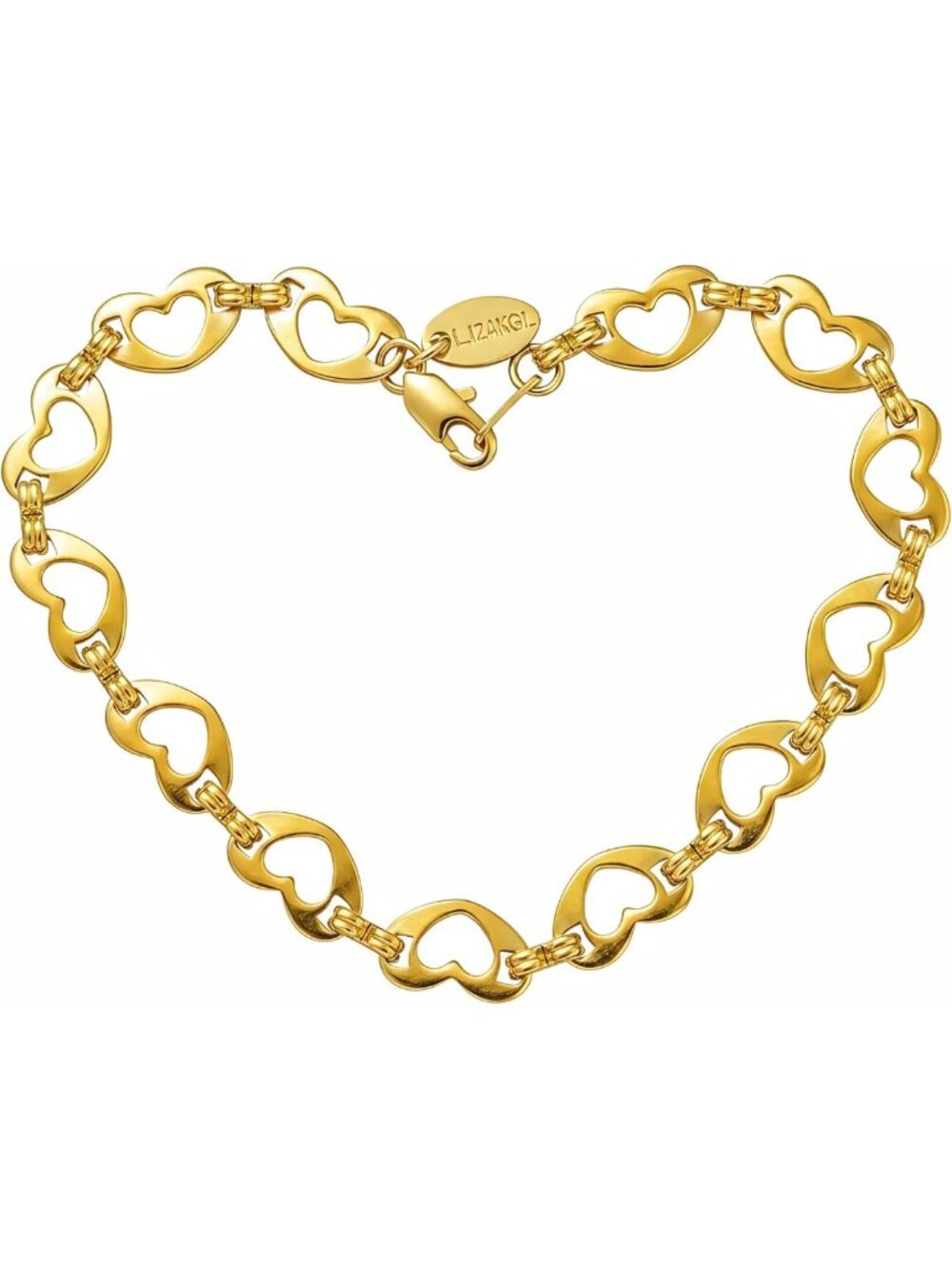 Gold Heart Link Anklet for Women | 24k Gold Plated Flat Ankle Bracelet
